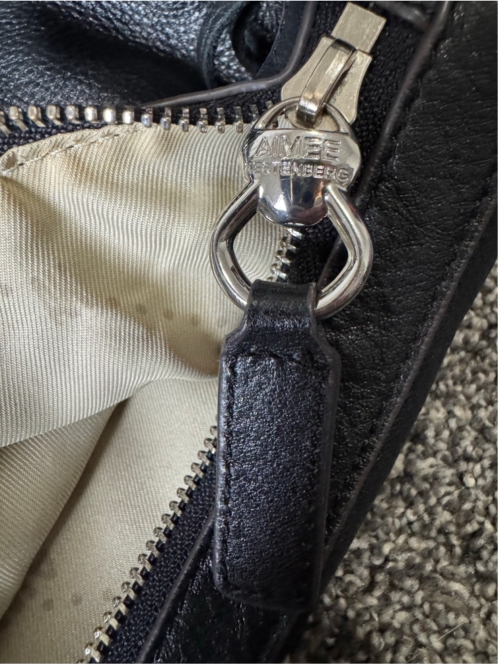 Women's Aimee Kestenberg Black Leather Hobo Bag With Tassel - Picture 15 of 16